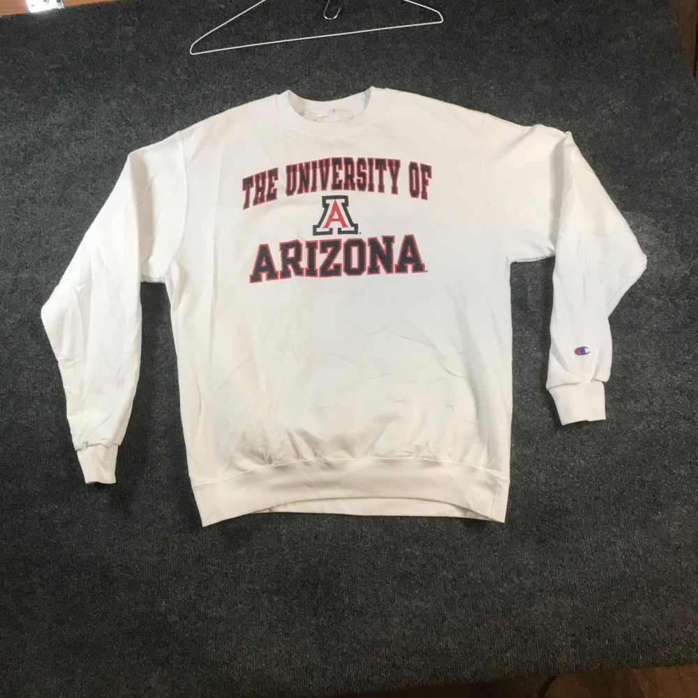 Champion Arizona Wildcats Sweatshirt Men Large White Good NCAA Fleece Crewneck